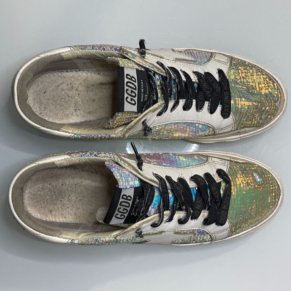 Golden Goose Womens Iridescent Holographic Superstar Sneakers with White Star - Picture 3 of 13